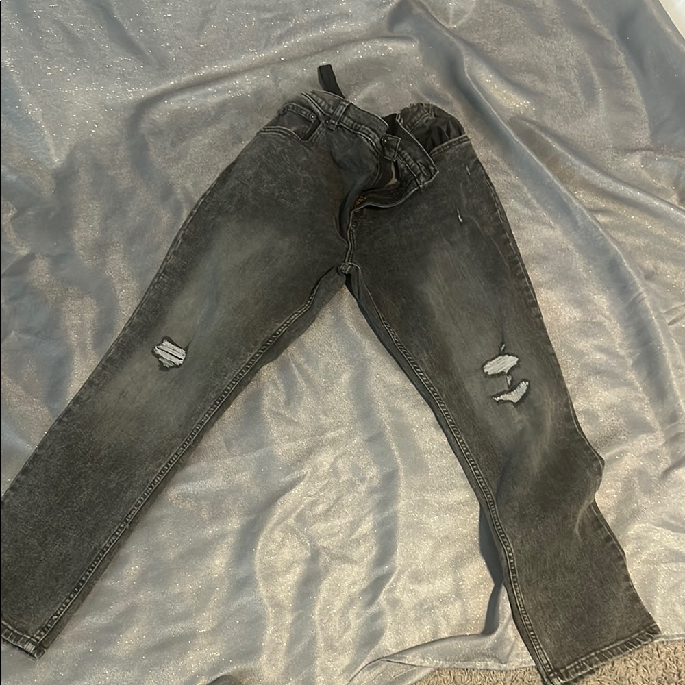 Men's Distressed Black Jeans